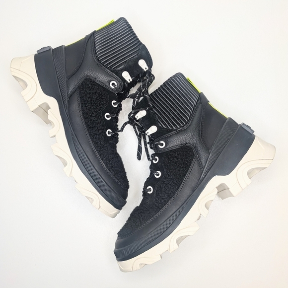 Sorel Brex Leather Suede Black Lace Up Boots Hiking Walking Women's Size 7.5 - Picture 3 of 9